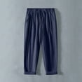 thumbnail image 2 of YLSDY Men's Cotton Linen Pants Sweatpants Lightweight Elastic Waist Summer Casual Pants Drawstring Athletic Trousers Navy XXL, 2 of 9