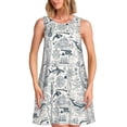 thumbnail image 1 of Daiia Robes Vintage Imprimé Voiliers pour Femmes 2025 Tendance Manches Courtes Robes Décontractées Amples Fluides Maxi Robes de Soleil, 1 of 7