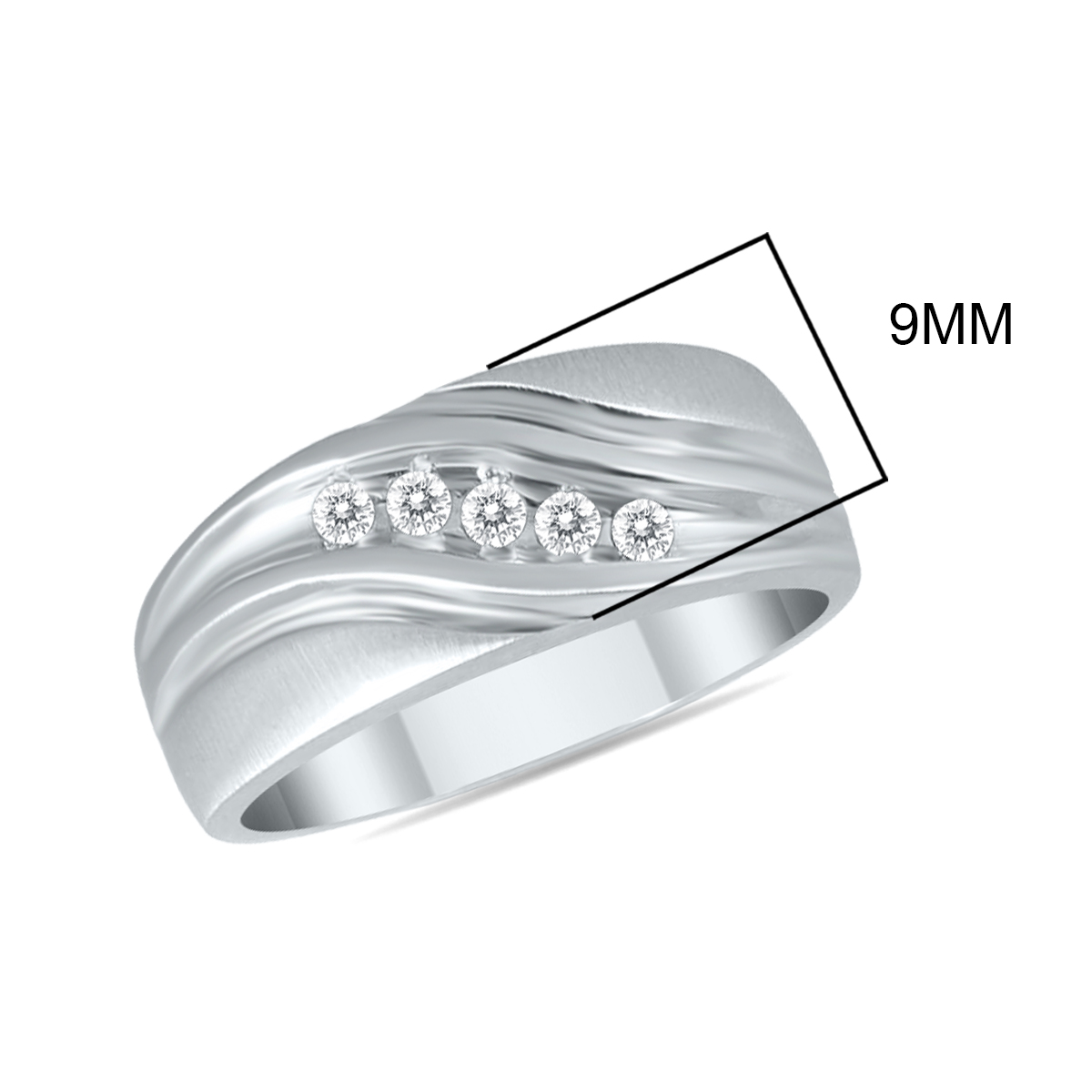 テラセンサ　一枚　シン様 SZUL 1/3 Carat TW Five Stone Diamond Men's Ring in 10K White