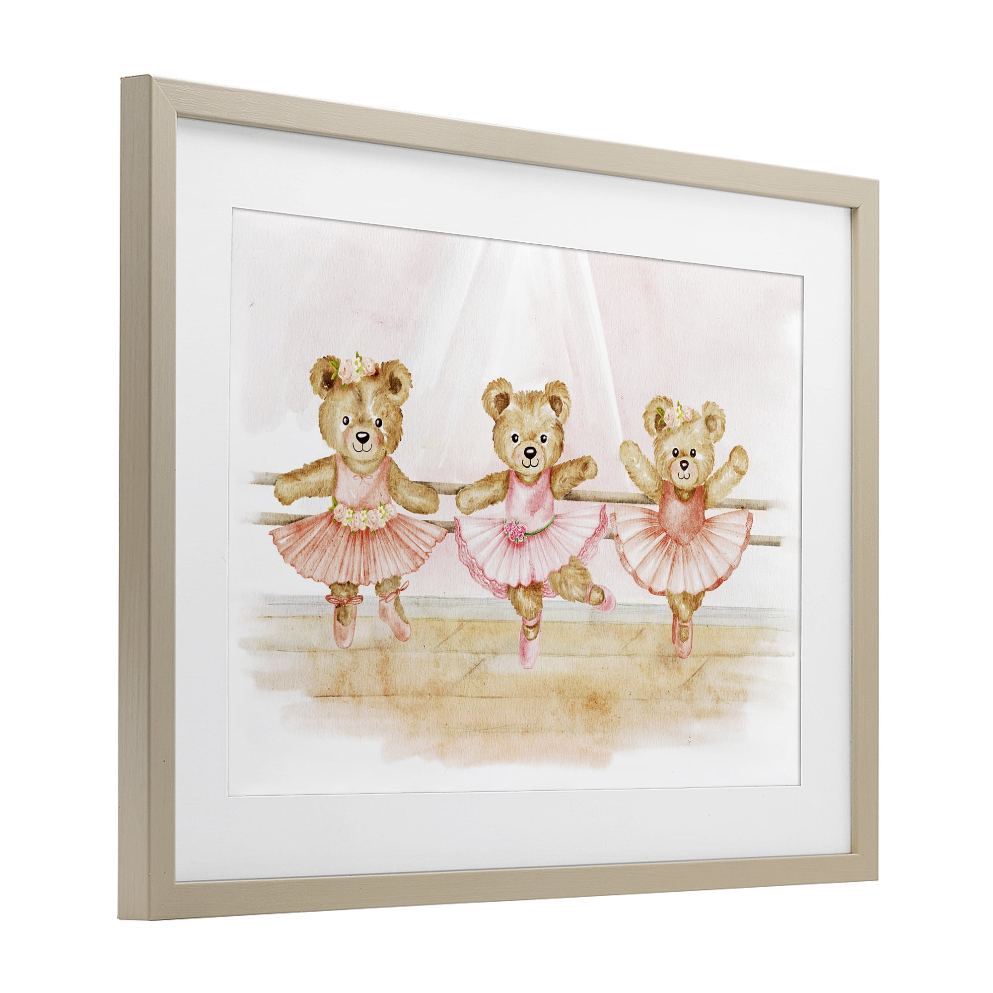 Ballet Teddies Triplet Birch Framed Print Under Glass, design by Amy Hall