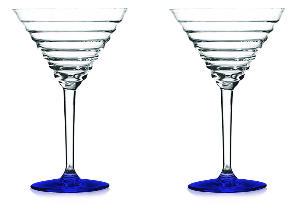 Bottom Blue Color Manhattan "Skyscraper" Cocktail Glass (Set of 2) by TableTop... by TableTop King