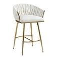 thumbnail image 3 of Bananova Velvet Bar Stools Set of 2, 26 Inch Seat Height Upholstered Luxury Bar Chairs with Low Back, Modern&nbsp; Style Counter Height Bar Stools, Beige, 3 of 5