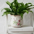 thumbnail image 4 of Ceramic Pots for Plants, Vintage Plant Pot with Drainage Hole, 6.11in. Planter for Indoor Plants, Crackle Glaze Finish Flower Pot, Perfect Tuscan Ceramic Planter for Gardening, Rose Floral, 4 of 15