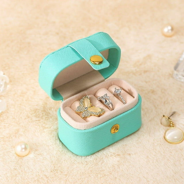 Mini caja para anillos europea y americana, caja portátil para guardar pendientes y joyas, caja de cuero para guardar anillos y pendientes, caja para guardar joyas