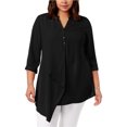 thumbnail image 1 of NY Collection Blusa asimétrica para mujer, negro, 2X, 1 of 1