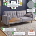 thumbnail image 2 of Sofá Cama Makora Merlak Gris Claro Velvet 3 Posiciones con Soft Foam Reclinable, 2 of 10
