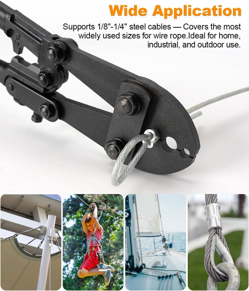 Tootaci Wire Rope Crimping Tool, Metal Cable Swaging Tool for Aluminum Oval Sleeves, Double Sleeves, Crimping Loop sleeve from 1/16-inch to 1/8-inch