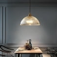 thumbnail image 6 of Clear Ribbed Glass Dome Pendant Light Fixture, Semicircle Transparent Glass Pendant Lamp, Vintage Farmhouse Pendant Light, Pendant Lighting for Kitchen Island Sink Dining Table Bar Entrance, 6 of 7