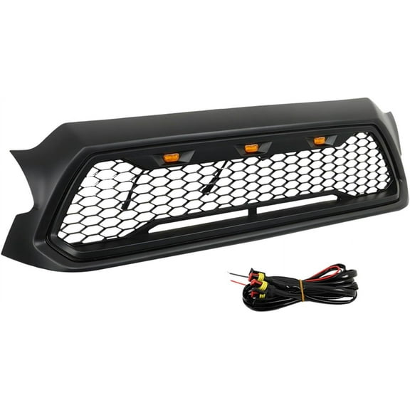 LABLT Front Grille Bumper Grill W/Lights Replacement for 2012-2015 Tacoma Matte Black