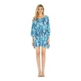 thumbnail image 4 of Couple Matching Hawaiian Luau Cruise Outfit Shirt Halter Dress Simply Blue Leaf, 4 of 4
