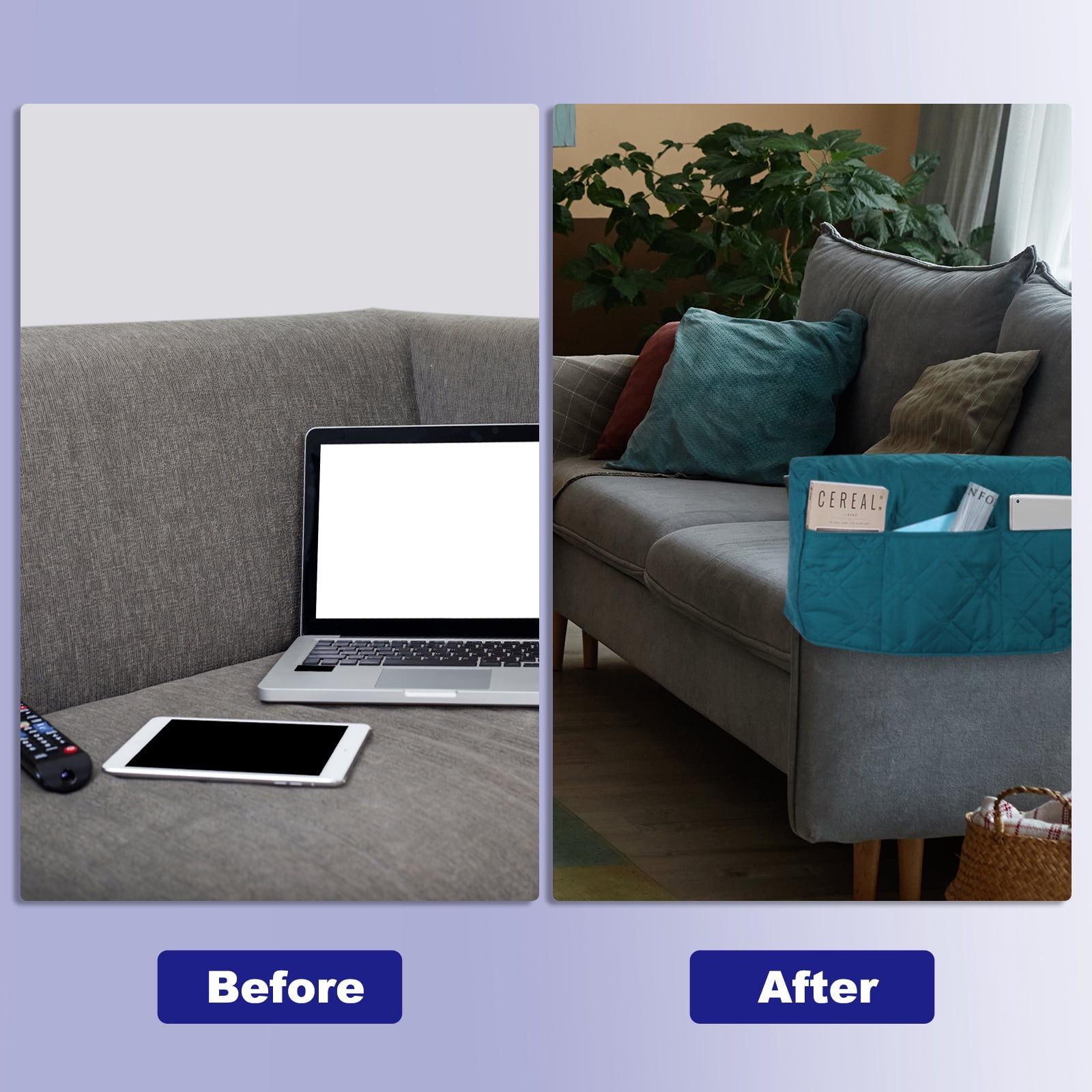 Unique Bargains Sofa Armrest Organizer Non-Slip Caddy Polyester Gray