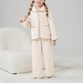 thumbnail image 2 of Jalioing Girls 2 Piece Lounge Set Cute Button Down Shirt and Pants Pajama Set Comfy Sherpa Fleece Sleepwear, 2 of 6