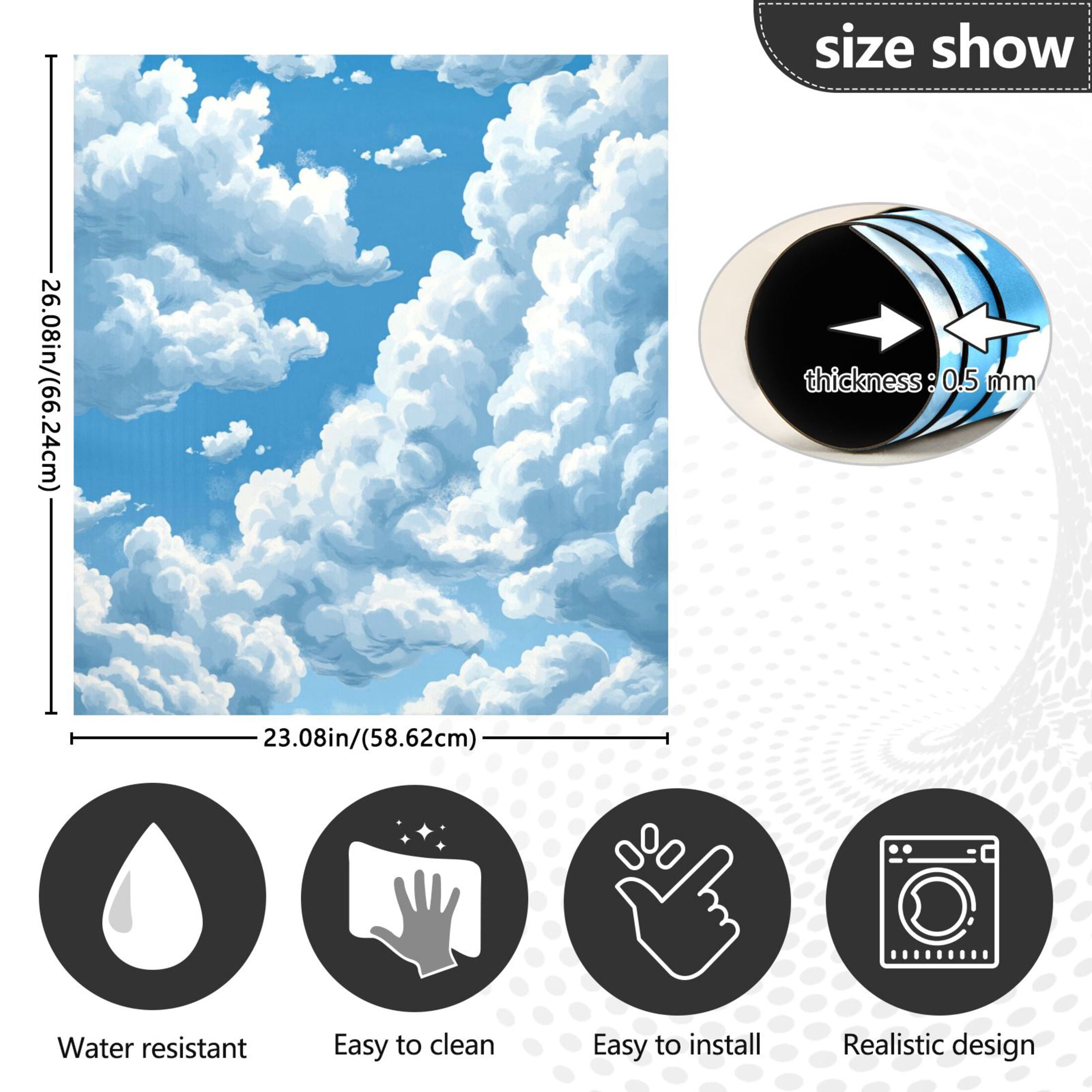 Dishwasher Magnetic Sticker 23x26 Inch Refrigerator Magnetic Sticker Washing Machine Magnetic Sticker Kitchen Panel Magnetic Sticker Home Decor Blue Sky and White Clouds