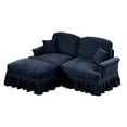 thumbnail image 3 of Newest Elegant Large Two Seater Modular L Shaped Sofa Couch,Flared Arms,Removable Ruffles Pleats Skirts,Spindle Legs, Comfy Chenille Loveseat Sofa,Movable Ottoman,Blue, 3 of 19
