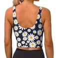 thumbnail image 3 of Vsdgher Daisy Floral Print Women Sleeveless Athletic Tank Top Built-in Bra Camisole Sports Vest for Yoga Running Fitness Exercise with Removable Pads, 3 of 8