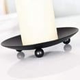 thumbnail image 3 of Portavelas con placa de hierro negro, plato decorativo para vela de pilar de hierro, juego de 2, 4,37 x 0,78 pulgadas, soporte para vela de pedestal para velas LED y de cera, conos de incienso, spa, bodas (2 piezas) Rojo Verde, 3 of 5