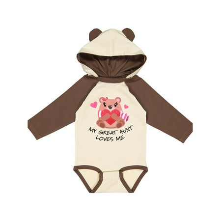

Inktastic My Great Aunt Loves me- bear and hearts Gift Baby Boy or Baby Girl Long Sleeve Bodysuit