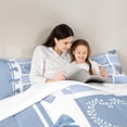 thumbnail image 5 of Manfei Romantic Love Heart 7 Pieces Bedding Comforter Set for Female, Kawaii Cartoon Bow-tie Full Bedding Set, Blue Buffalo Plaid Reversible Fitted Sheet Flat Sheet, Microfiber Bedroom Decor, 5 of 8