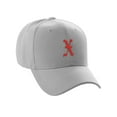 thumbnail image 3 of Daxton Structured Baseball Hat Cap Curved Visor Old English Font Alphabet A to Z, Light Grey Hat Red X, 3 of 4