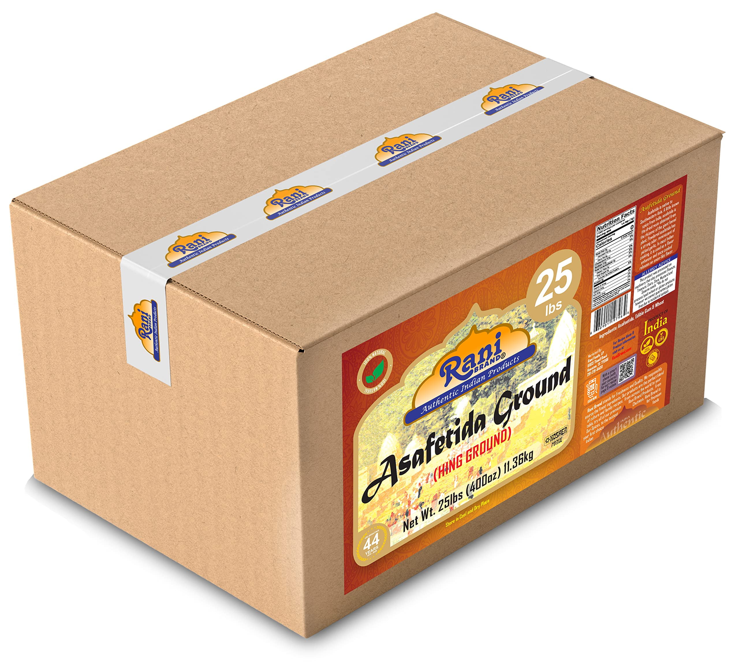 Rani Asafetida (Hing) Ground 400oz (25lbs) 11.36kg Bulk Box ~ All Natural | Salt Free | Vegan | NON-GMO | Kosher | Asafoetida Indian Spice | Best for Onion Garlic Substitute