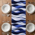 thumbnail image 6 of Navy Blue Striped Ombre Table Runner - 36 Inch Long, Kitchen Dining Table Runner Dresser Scarves, Modern Blue Moire Geometric Farmhouse Decor for Coffee Tables Wedding Party Banquet, 6 of 8