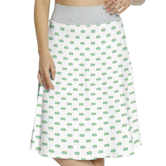 Women's Scuba Goggles for Diving Pattern A-line Printed Skirt Casual Wear, 2XL, Pale Blue and Yellow, by Ambesonne