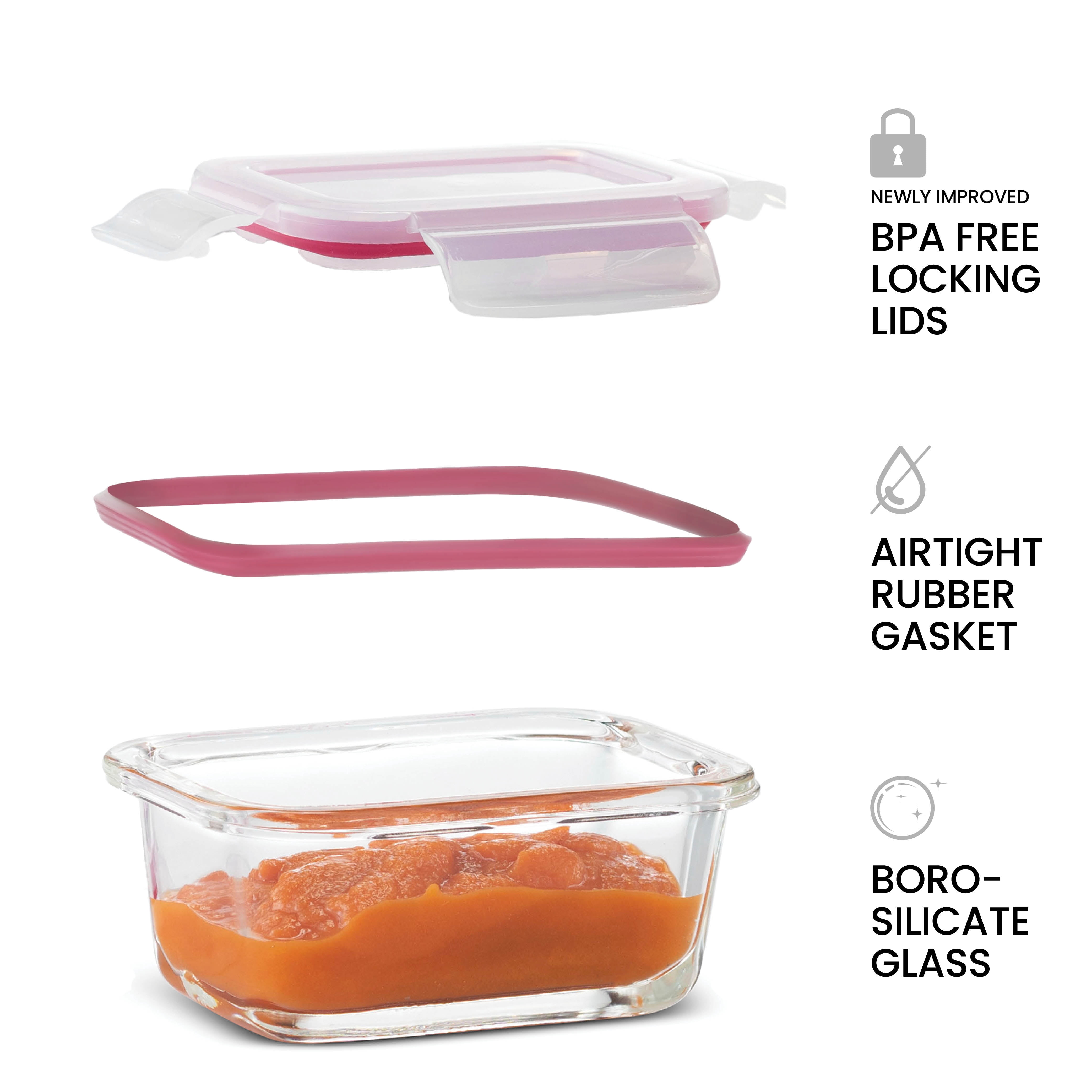 Superior Glass Baby Food Storage Containers - 6 Pack - 4.4 Oz Containers with Airtight BPA-Free Locking Lids - Baby Food containers - Microwave & Dishwasher Safe - Small Containers for Snacks Dips etc