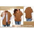 thumbnail image 4 of Crunowin Womens Zip Up Jacket, 2025 Fall Winter Outfits Short Sleeve Stand Collar Padded Outwear with Pocket Beige M, 4 of 8
