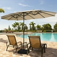 thumbnail image 1 of Gymax 15 ft Double-Sided Patio Twin Umbrella Extra-Large Market Umbrella w/ Base Beige, 1 of 9