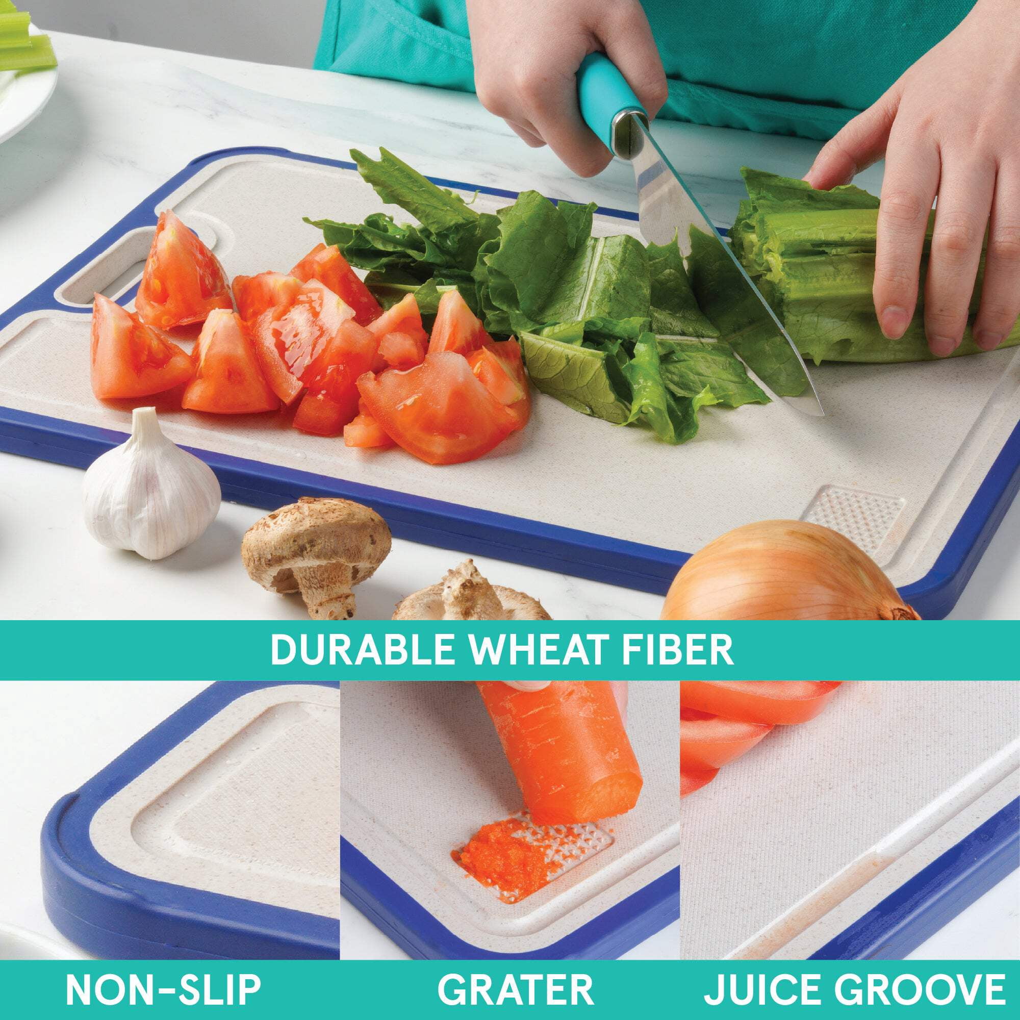 Titanium Cutting Boards for Kitchen, Cutting Board Double Sided Food Grade, Pure Titanium and Wheat Straw PP, Dishwasher Safe Easy to Clean Large Size 16”×11” Dark Grey by Baker's Secret