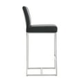 thumbnail image 3 of TOV Furniture Denmark Black Vegan Leather Counter Stool with Silver Legs - Set of 2, 3 of 10