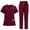 Wine #026, variant on Mohiass Scrub Sets for Woman Drawstring V Neckline Medical Nursing Uniform Soft Stretch Scrubs Top and Jogger Pants with Pockets Black S