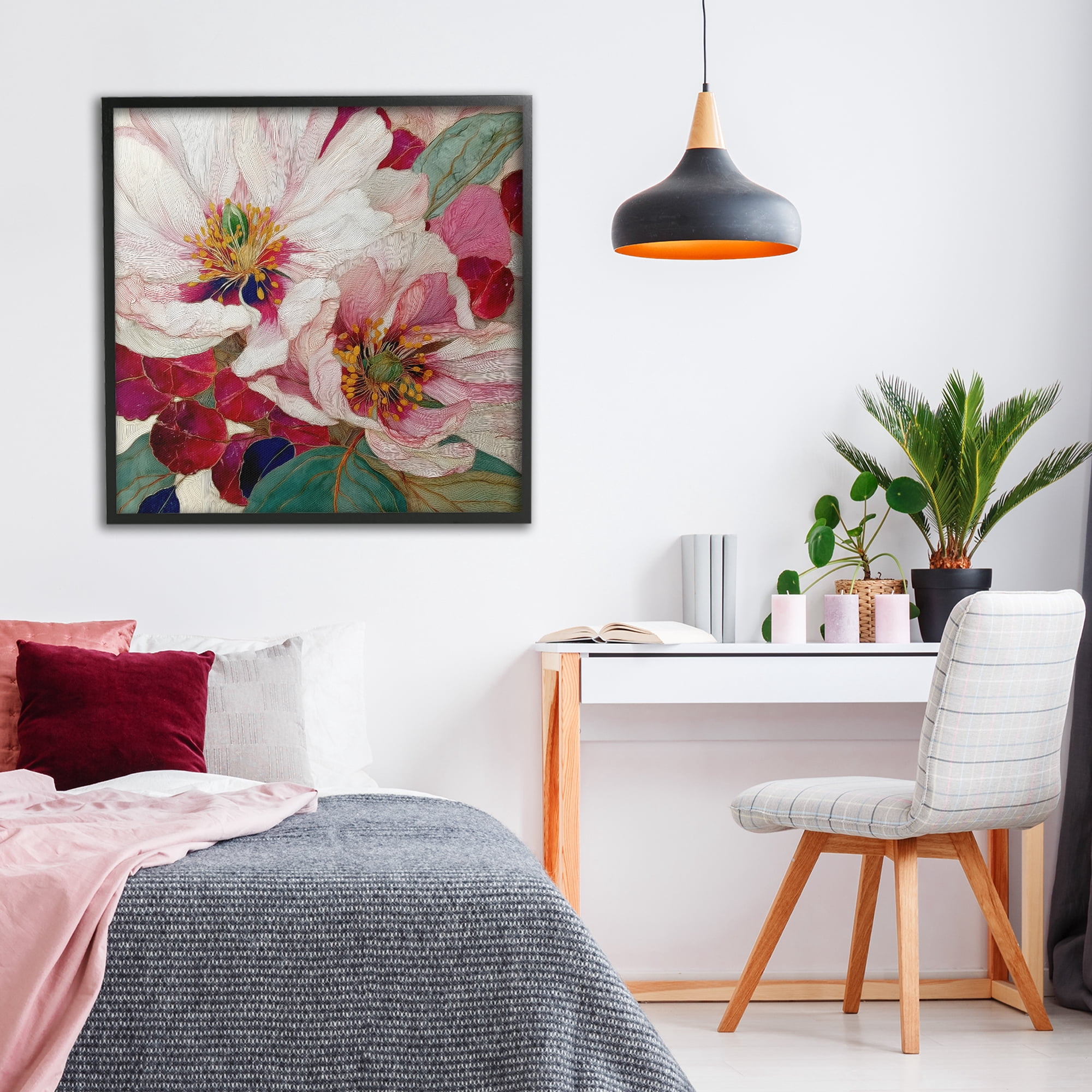 Cimarron Flowers Ornate Details Black Framed Giclee Art, design by Annabelle Hall