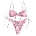 thumbnail image 1 of ITFABS Ladies Split Swimwear Set, Printing Lace Up Backless Bikini Swimsuit, 1 of 4