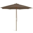 thumbnail image 1 of Gymax 10FT Wooden Market Table Umbrella Pulley Sunshade Canopy w/8 Bamboo Ribs Coffee, 1 of 10