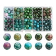 thumbnail image 1 of Cuentas de vidrio perfecl 200x con Caja de Almacenamiento 8 Mm para Collares de Abalorios Degradado azul verde, 1 of 3