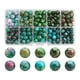 thumbnail image 1 of Kit de 200 cuentas de vidrio de 8 mm, redondas, hechas a mano, con agujeros para abalorios. Degradado azul verde, 1 of 3