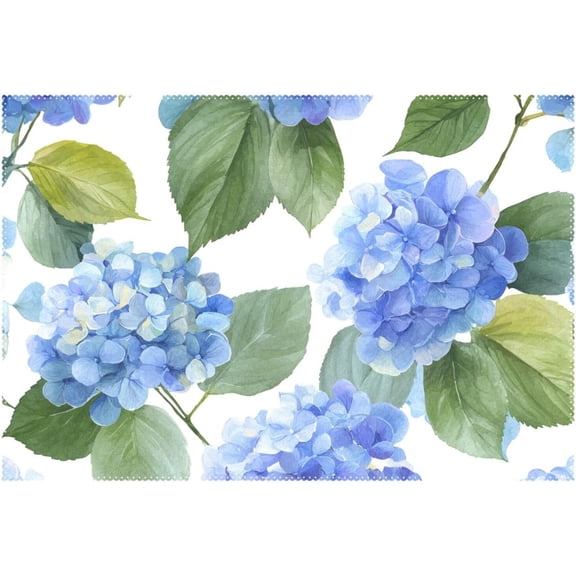 Watercolor Hydrangeas Placemats Washable Non-Slip Heat Resistant 12x18 Inch Place Mats Decorative Table Mat for Dining Table Kitchen Home Decor