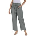 thumbnail image 6 of Womens Travel Pants Casual Loose High Waist Linen Wide Leg Beach Pants With Pockets Lightweight Breathable Fabric Xl Pants For Women, 6 of 9