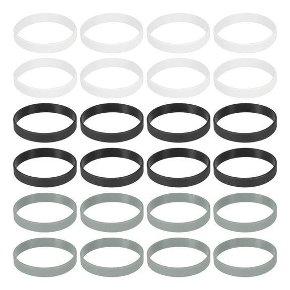 Uxcell 24Pcs Bracelets Wristbands 1/2 Inch Width for Sports Club, Group Games,  Black/White/Gray
