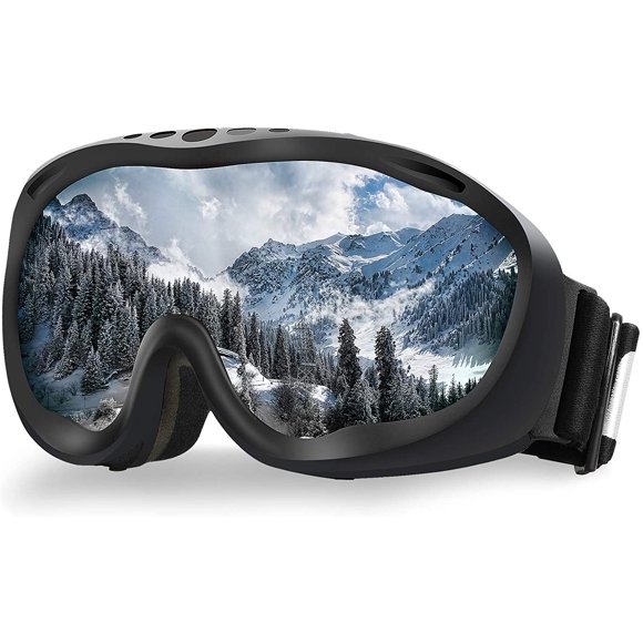Ski Goggles, Snowboard Goggles, Anti-Fog UV Protection, Double-Layer Spherical Lenses,