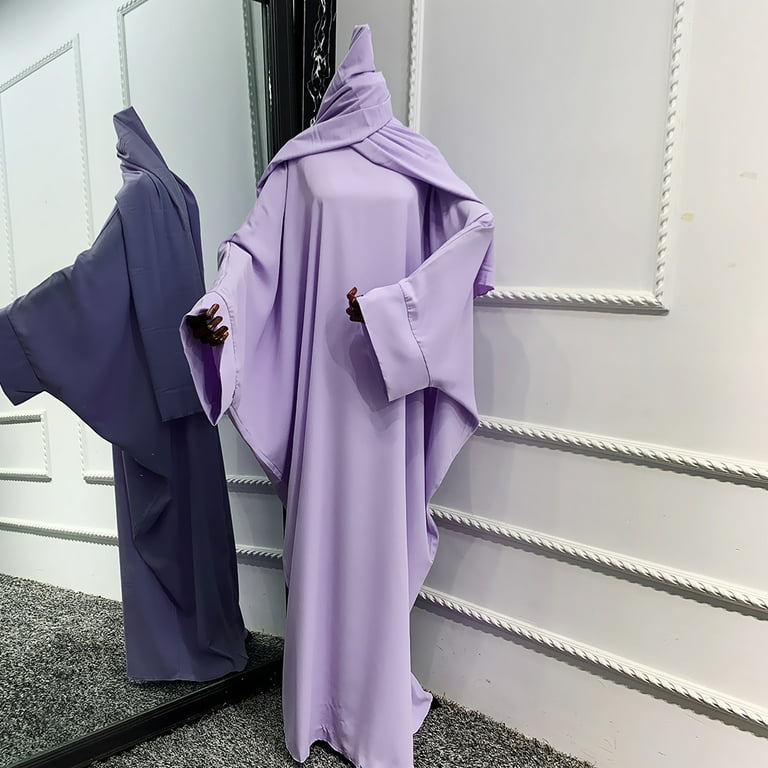 Ibtom Castle Muslim Dresses for Women, Long Sleeve Eid Islamic Prayer Jilbab Khimar Cardi Robe Middle East Maxi Abaya Dress Light Purple&hijab Ibtom Castle Muslim Dresses for Women, Long Sleeve Eid Islamic Prayer Jilbab Khimar Cardi Robe Middle East Maxi Abaya Dress Light Purple&hijab