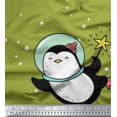thumbnail image 1 of Soimoi Green Rayon Fabric Snowman & Penguin Cartoon Print Fabric by the Yard 42 Inch Wide, 1 of 3