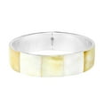 thumbnail image 3 of Stunning Iridescence Yellow & White Mother of Pearl Shell Bangle Bracelet, 3 of 5