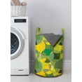 thumbnail image 3 of Geometric Laundry Bag, Modern Design of Natural Abstract Circles, Hamper Basket with Handles Drawstring Closure for Laundromats, 13" x 19", Green Mustard, by Ambesonne, 3 of 4