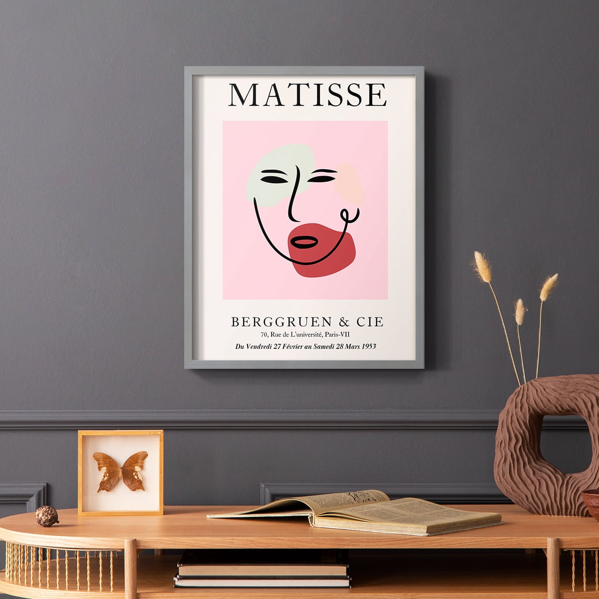 Matisse CDXCV in Gray Solid Wood Framed Print No Nail Hanging