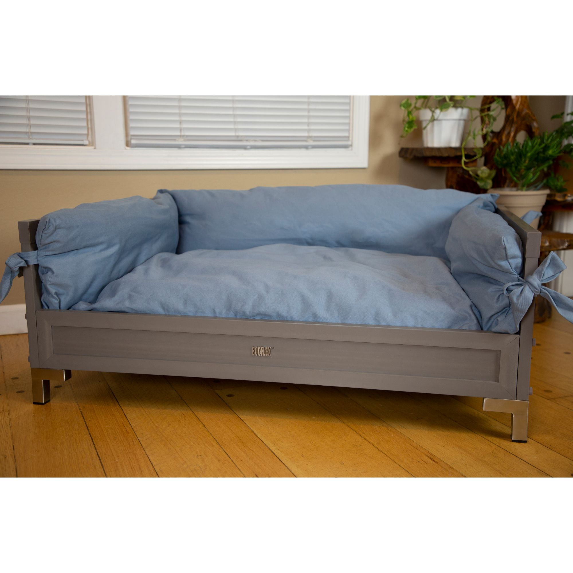 ECOFLEX® Manhattan Elevated Dog Bed, Memory Foam Cushion, Durable Composite Frame, Stainless Steel Legs & Spindles, Removable Cover - Espresso Black, Pets Up to 110 lbs.