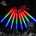 thumbnail image 3 of Solar Meteor Shower Rain Lights, 30cm 8 Tube 144 LEDs Blue Meteor Lights, Led Falling Rain Fairy String Lights for Xmas Tree Weeding Holiday Party Patio Decoration, 3 of 8