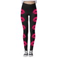 thumbnail image 5 of HOWPAY Valentines Leggings for Women Romantic Heart Graphic High Waisted Stretchy Slim Fit Yoga Pants Sports Running Tummy Control Tights Casual Workout Pants Hot Pink S, 5 of 5