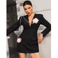 thumbnail image 2 of Vestido blazer BELLA BARNETT de manga larga con cuello en V para mujer, 2 of 5